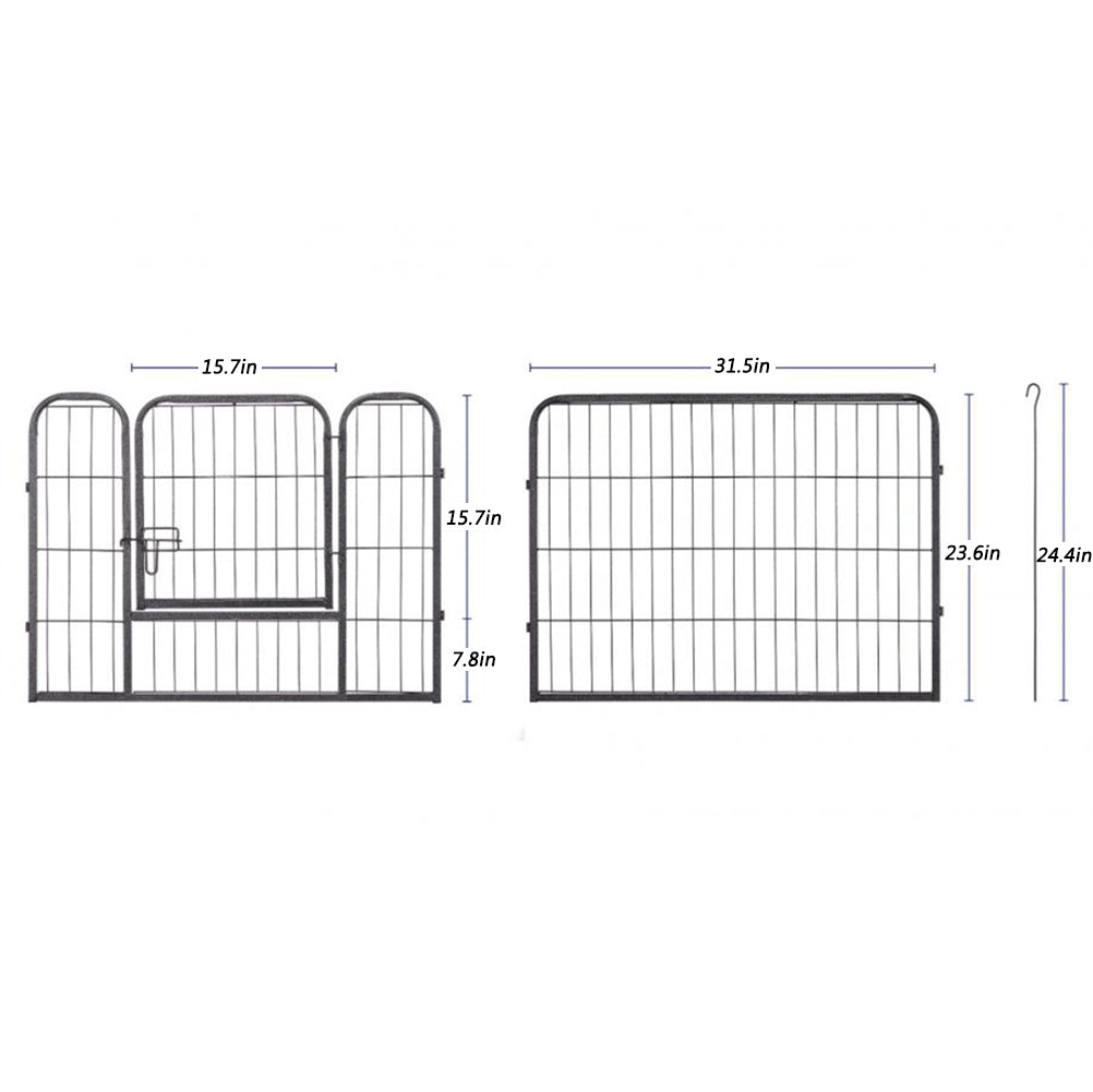 Dog Playpen 8 Panel Foldable Dog Pen Indoor/Outdoor Puppy Pen Pet Playpen for Large Dogs Heavy Duty Metal Exercise Fence for Small Animals with Door for Garden Play Yard 23.6