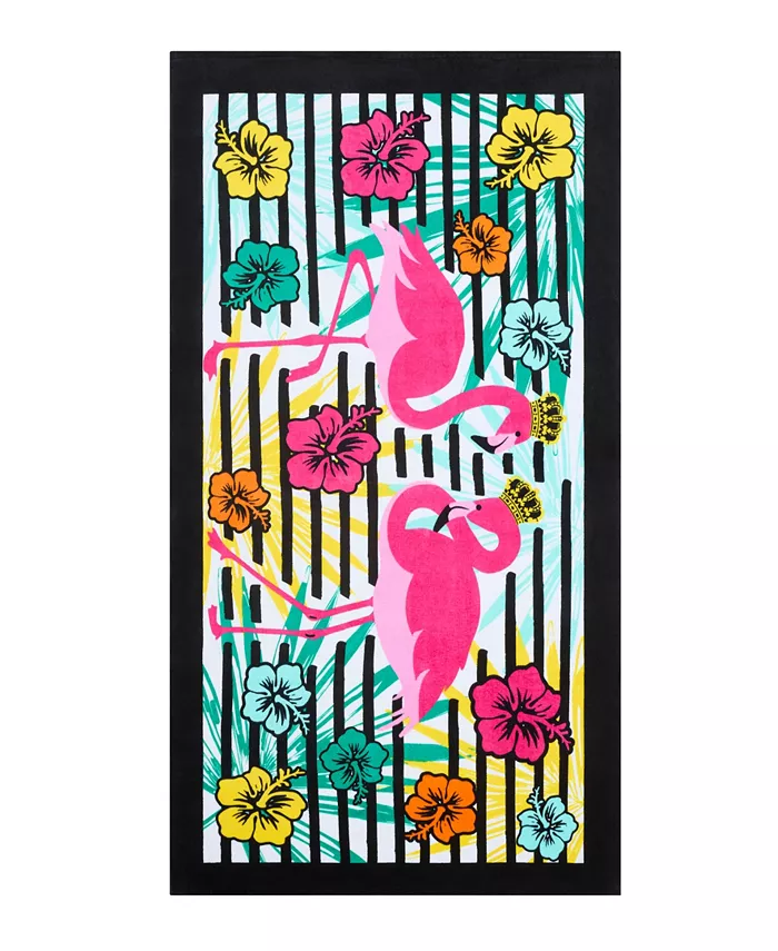 Juicy Couture Flamingo Stripe Cotton Beach Towel， 36