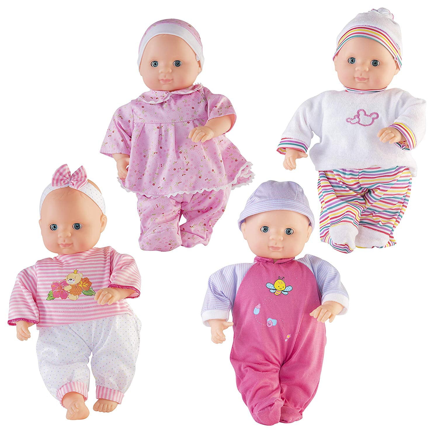 Prextex Baby Dalia Baby Doll Set with 4 Outfits and Hangers