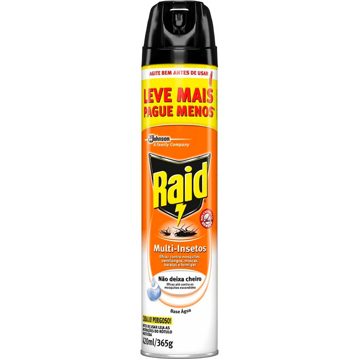 Inseticida Aerossol Raid Multi-insetos Base Agua Leve Mais Pague Menos 420ml