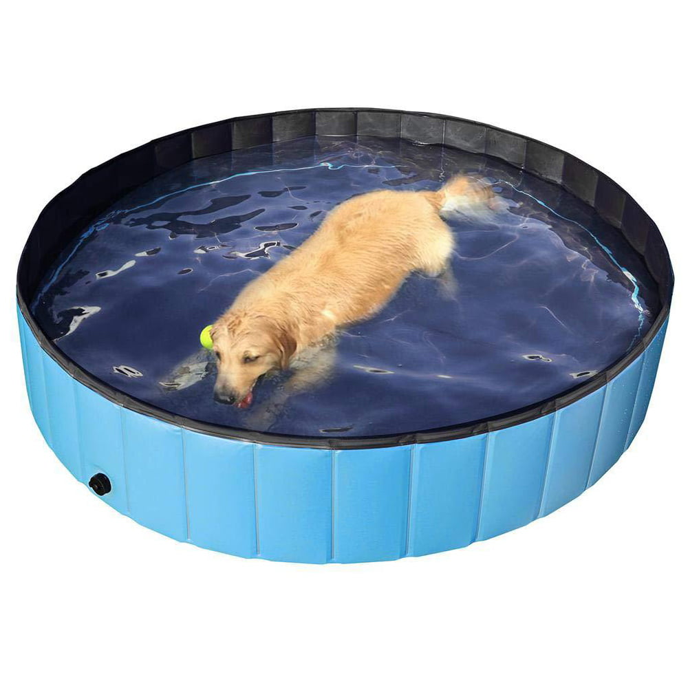 Eccomum Swimming Pool Foldable Dog Pool PVC Kiddie Pool for Dogs Cats and Kids， Blue， 62.88