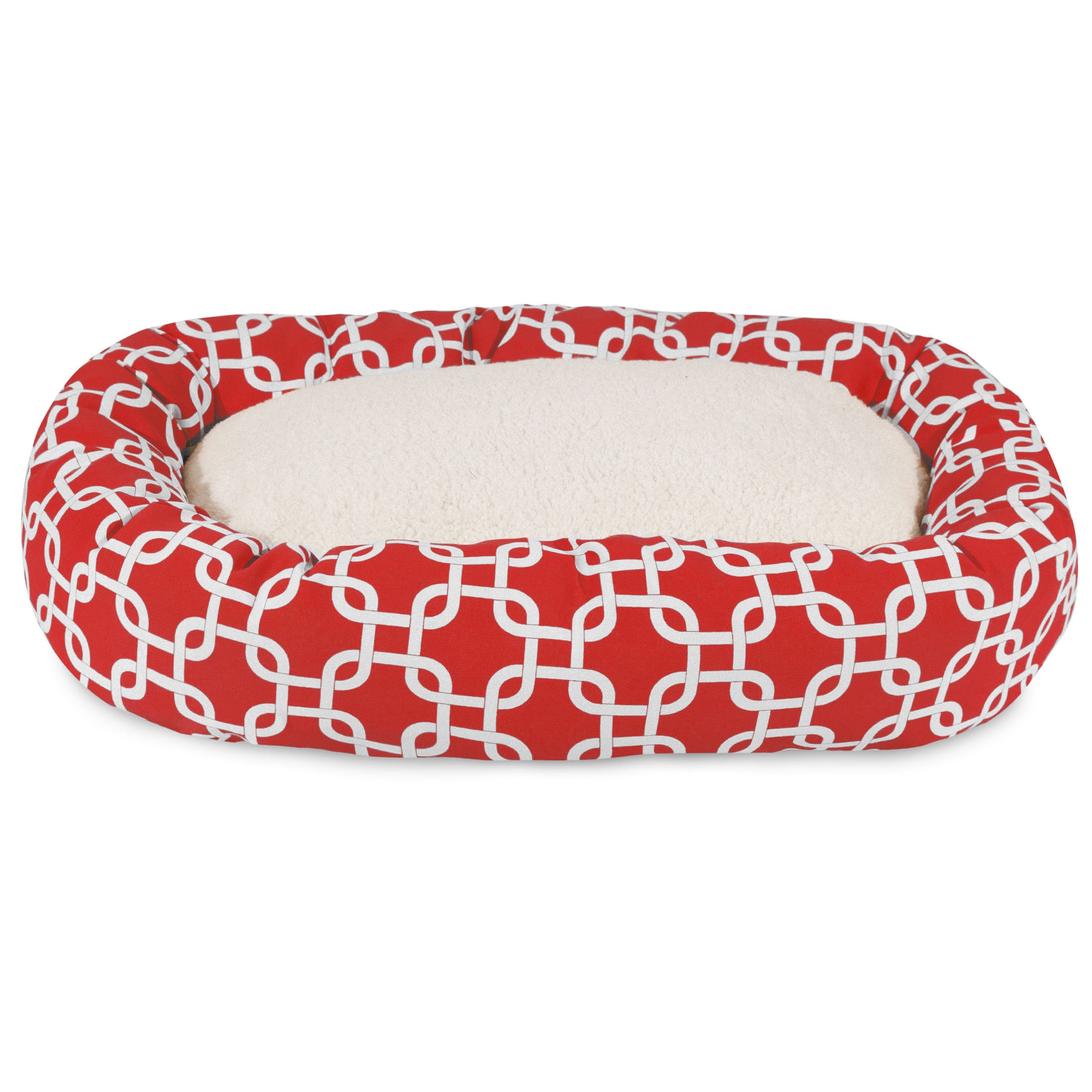 Majestic Pet | Links Sherpa Bagel Pet Bed For Dogs， Red， Medium