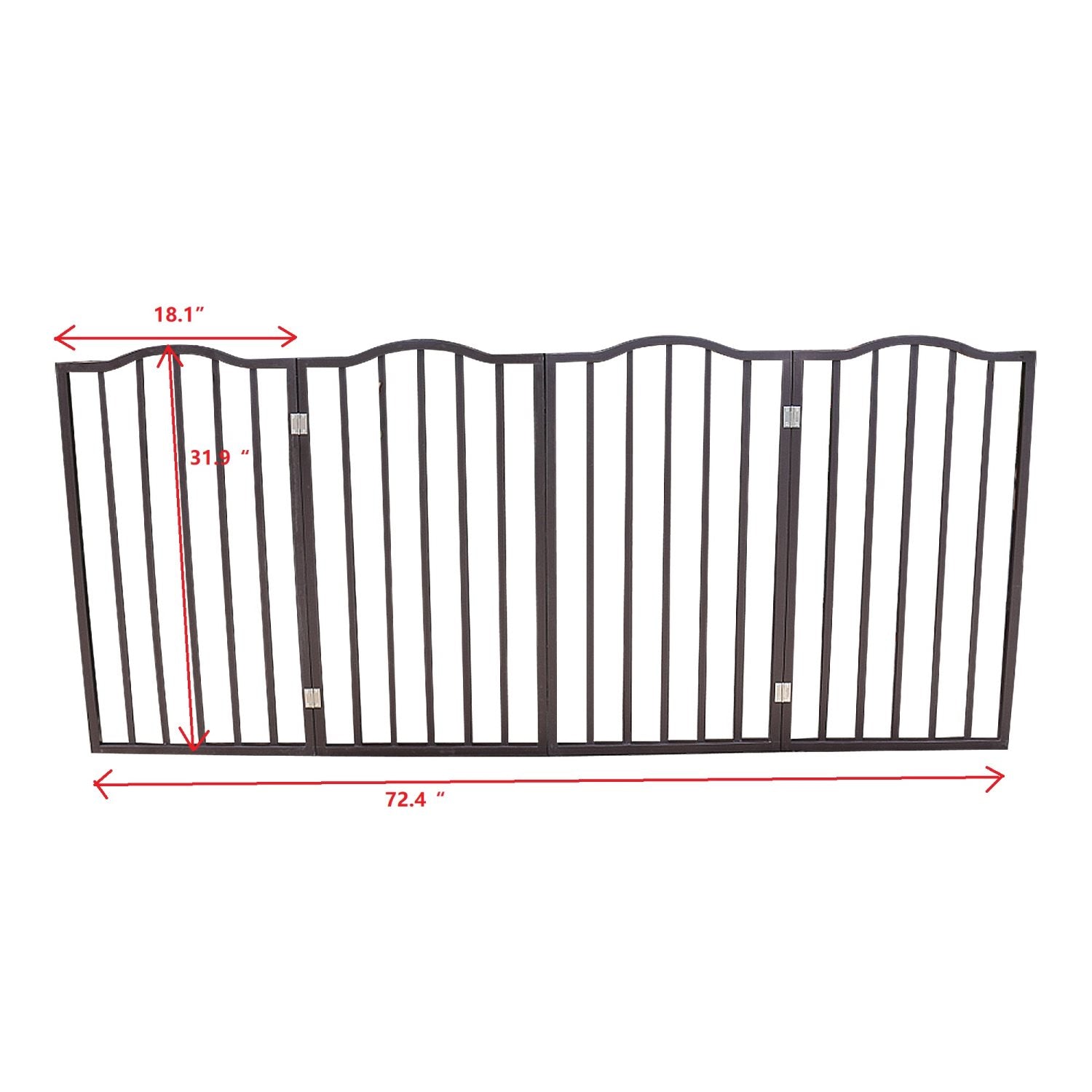 ANOGOL Foldable Pet Gate for Dogs， Dog Gate for Doorway， Stairs or House， Wooden Indoor Dog Fence， 32 inch 4 Panels Step Over Fence， Extra Wide，Brown