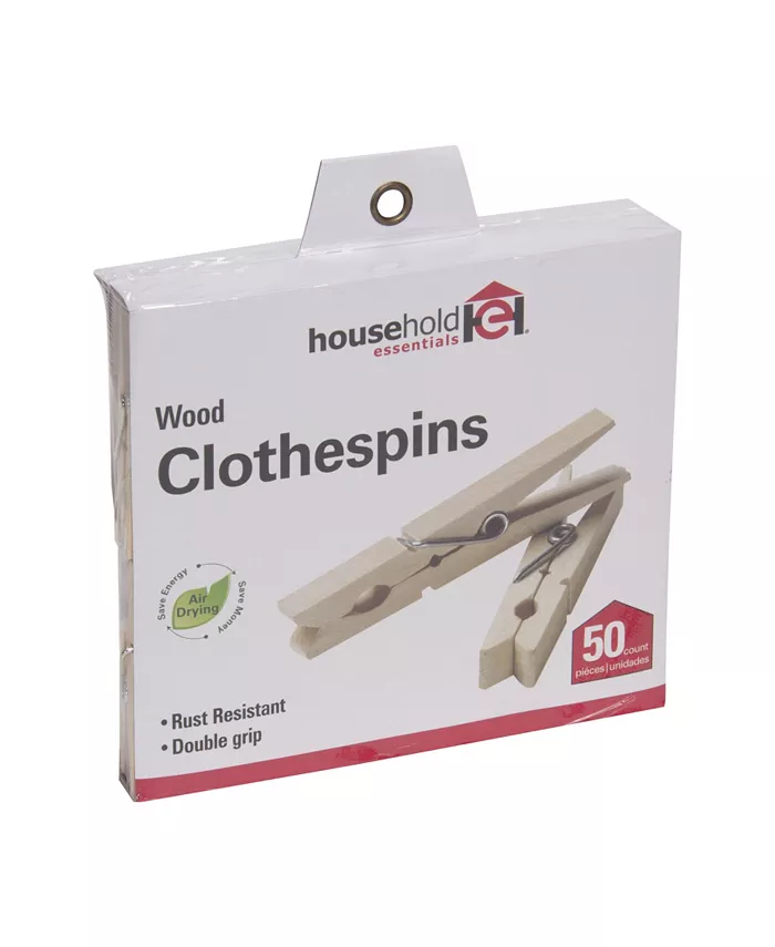 Household Essentials Clothespins， Birch Set of 50