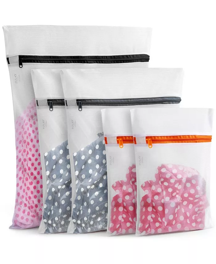 Zulay Kitchen 5 Pack Mix Size Reusable Mesh Laundry Bags for Delicates and Washing Machine (2 Small， 2 Medium， 1 Large)