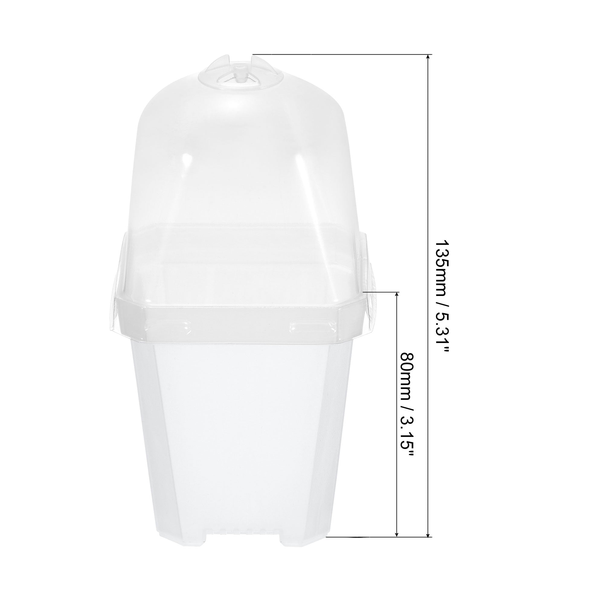 Uxcell 2.8" Square Nursery Pot Plastic Flower Plant Container with Cover 8 Pack Transparent