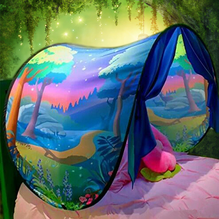 Bed Tents Fantasy Fun Foldable Play Pop up Outdoor Indoor Dream Twin Size ,Magic Playhouse Princess Secret Castle ,Birthday for Girls Kids Baby