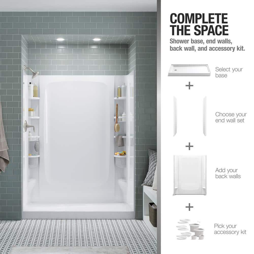 Sterling STORE 60 in x 34 in SingleThreshold Shower Base with Center Drain in White