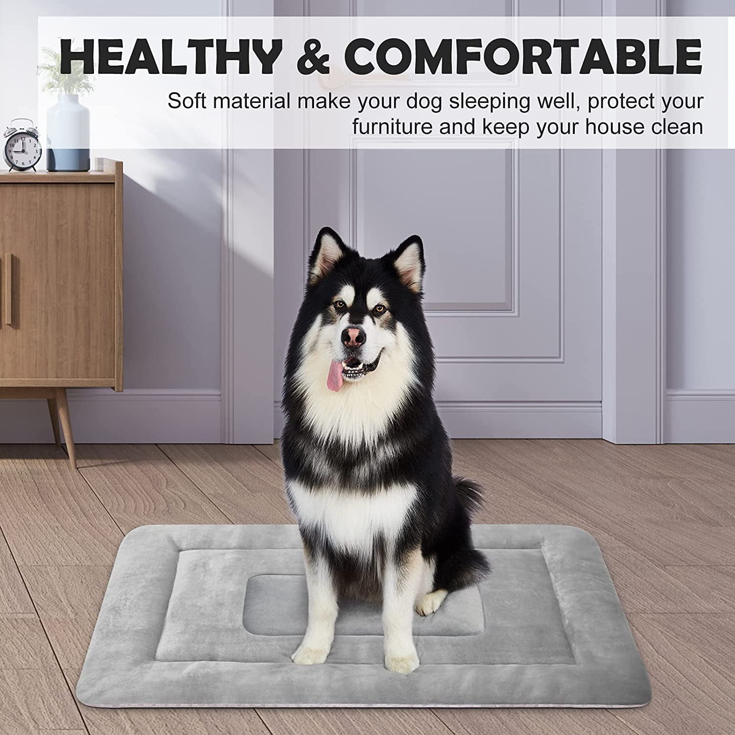 PROCIPE Pet Bed Washable Dog Crate Mat Anti-Slip Kennel Pads 42 inch Grey