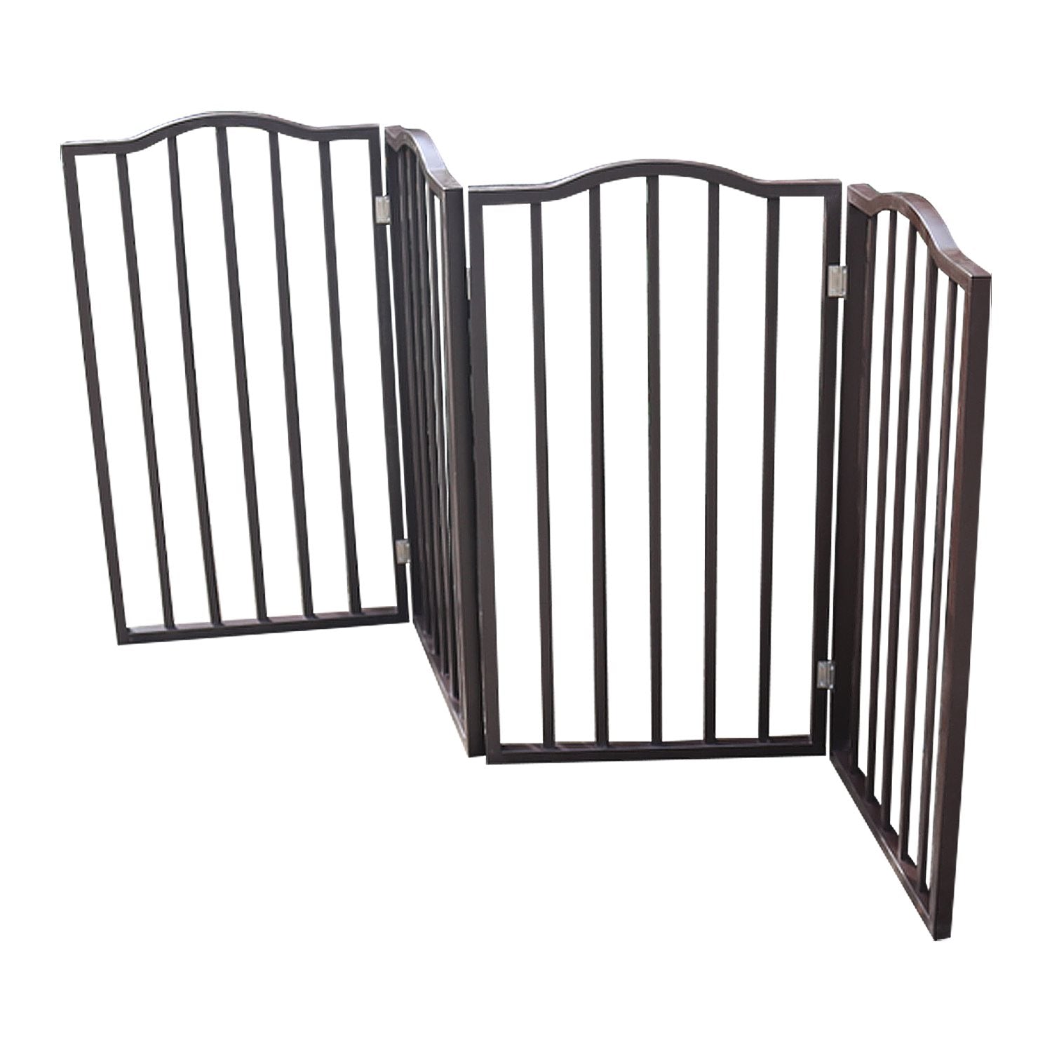ANOGOL Foldable Pet Gate for Dogs， Dog Gate for Doorway， Stairs or House， Wooden Indoor Dog Fence， 32 inch 4 Panels Step Over Fence， Extra Wide，Brown