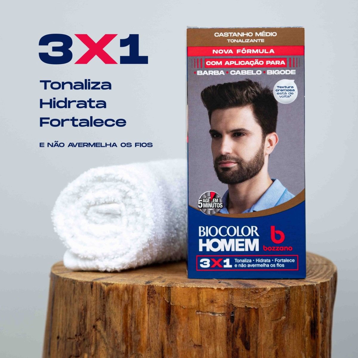 Tonalizante de Cabelo Masculino Biocolor Homem Bozzano Castanho Medio