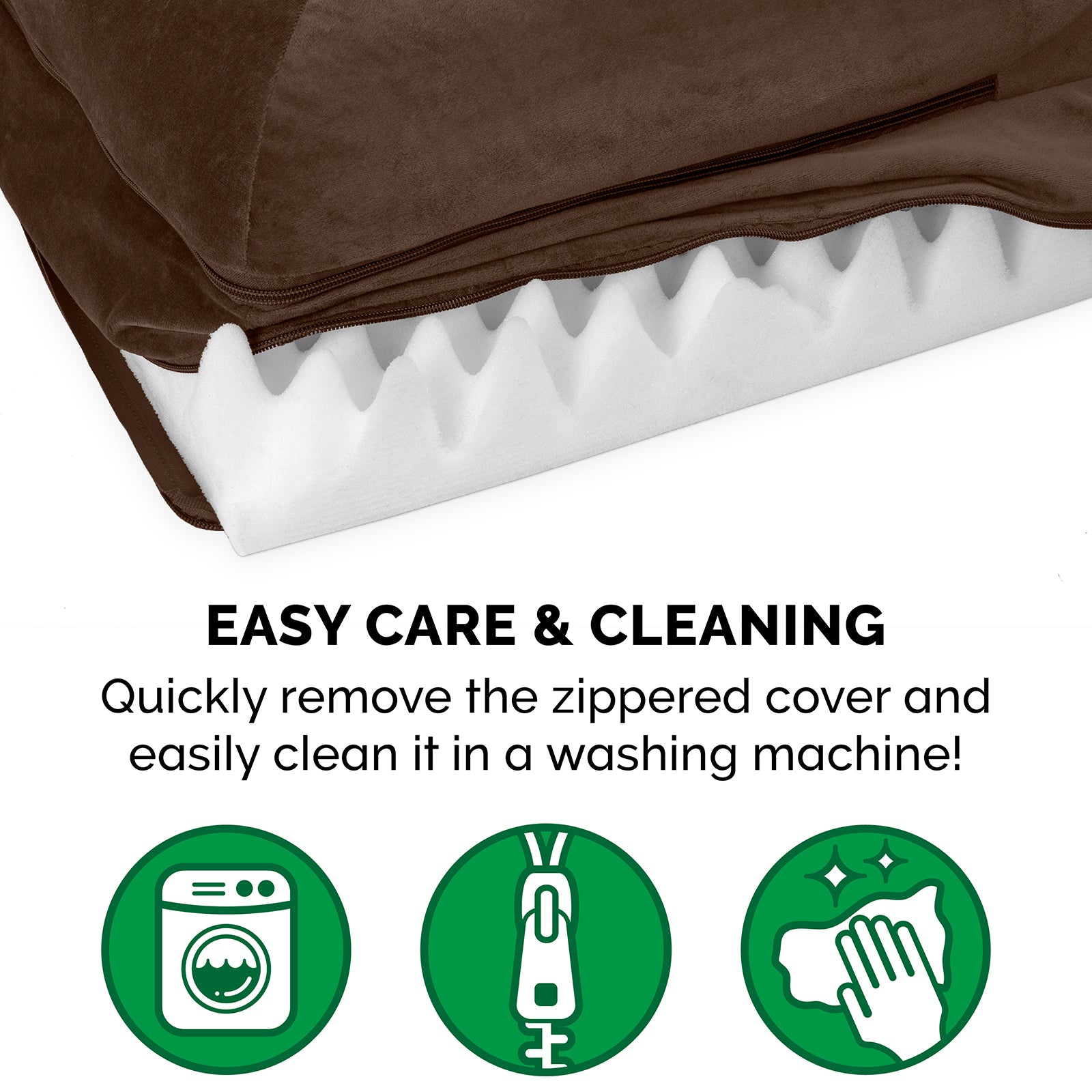 FurHaven Pet Products | Deluxe Orthopedic Plush and Velvet L-Shaped Chaise Couch Pet Bed for Dogs and Cats， Sable Brown， Medium