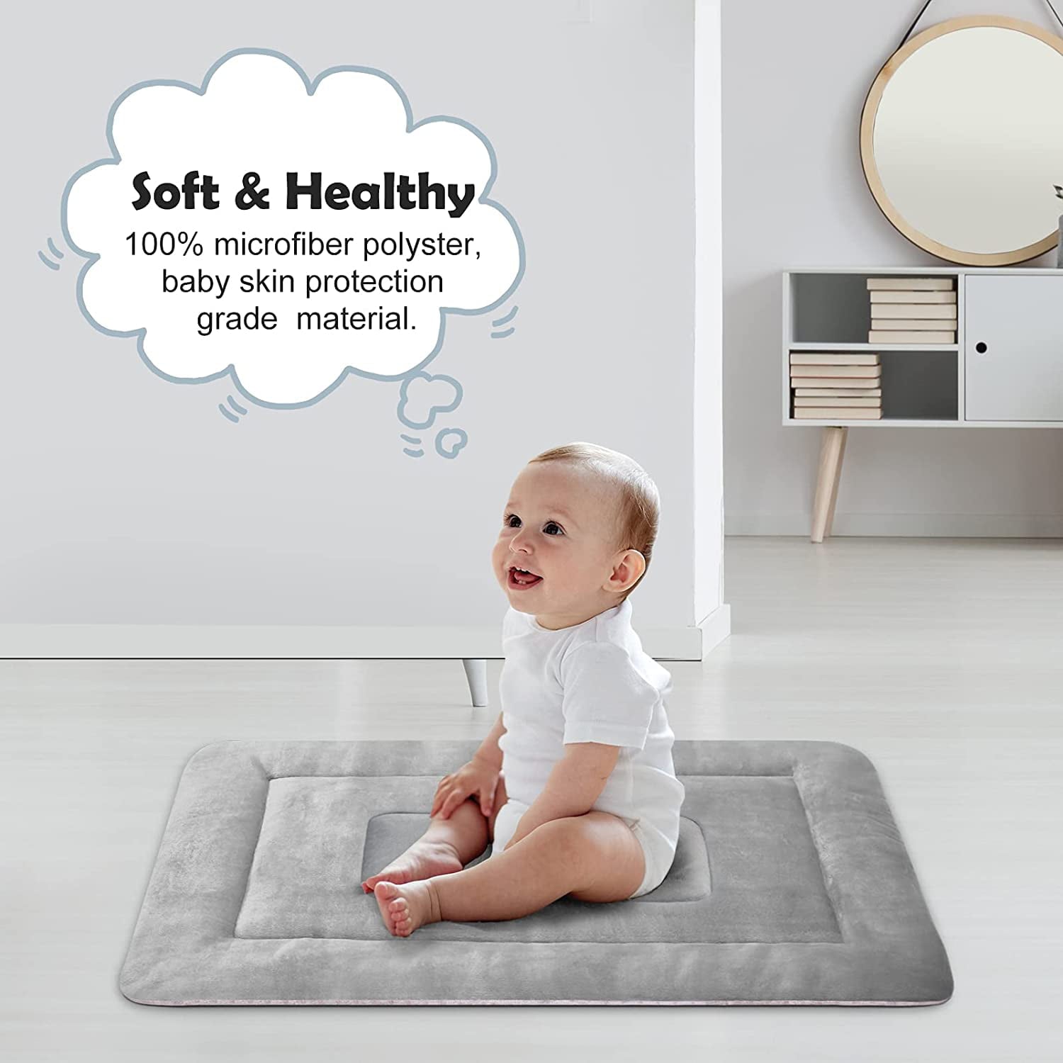 PROCIPE Pet Bed Washable Dog Crate Mat Anti-Slip Kennel Pads 42 inch Grey