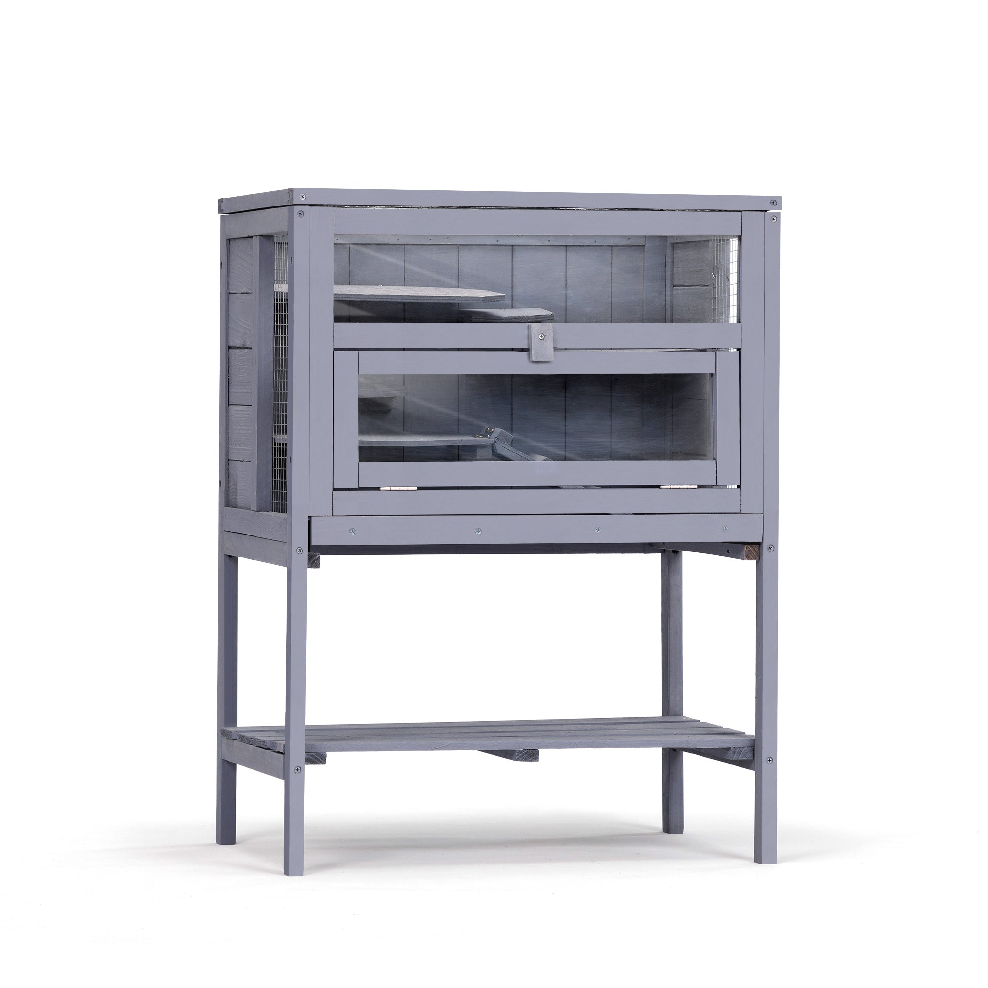 CoSoTower Hamster Wooden Cage with Pull Out Tray， Indoor/Outdoor Pet House for Small Animals， Transparent Acrylic Plate - Gray