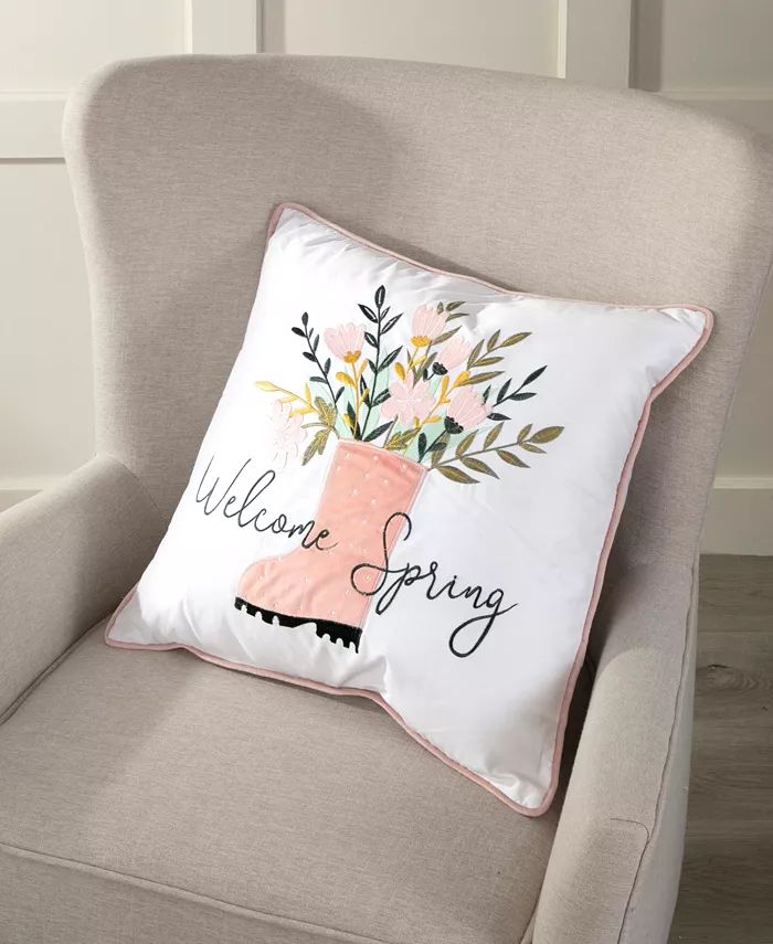 Arlee Home Fashions Welcome Spring Decorative Pillow， 18