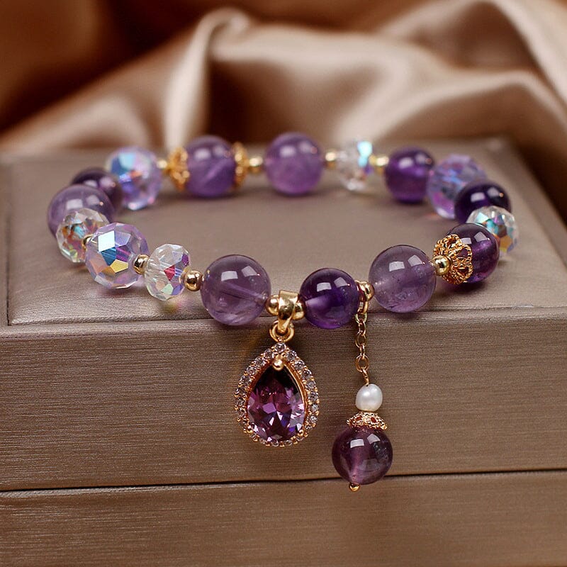Natural Amethyst Water Drop Bracelet