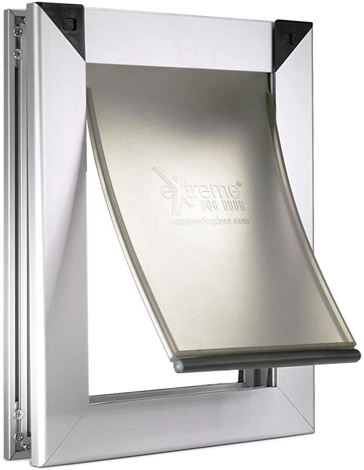 Extreme Weather Aluminum Dog Door for External Door Mounting - Heavy Duty Frame with Magnetic Seal Closure and Locking Security Panel - Small