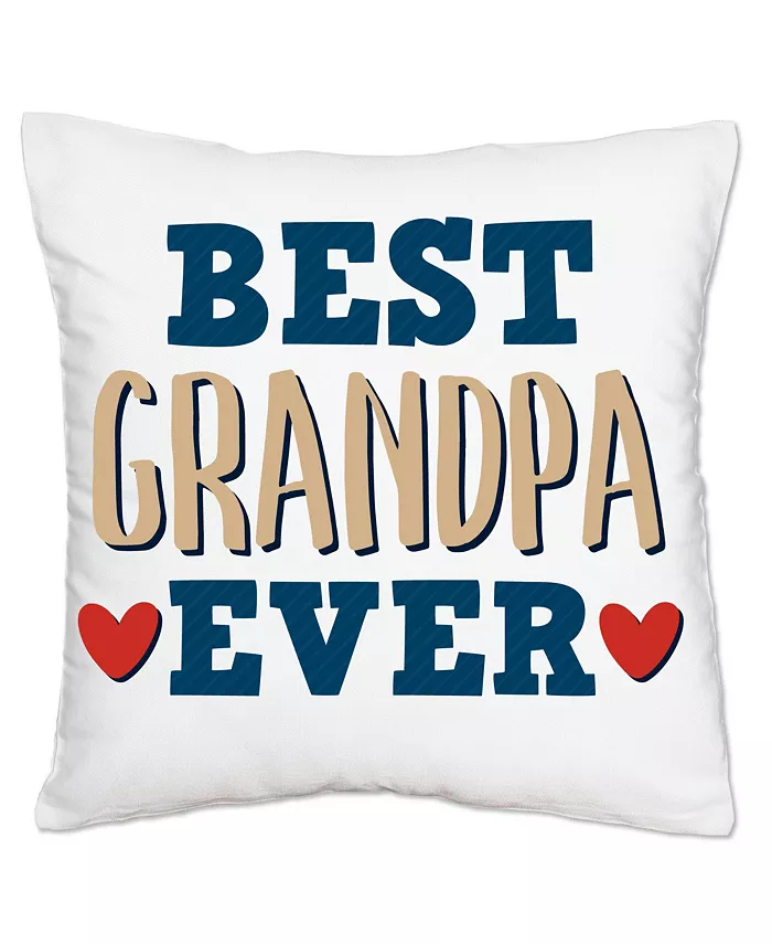 Big Dot of Happiness Grandpa， Happy Father's Day Home Decorative Canvas Throw Pillow Cover 16 x 16 In