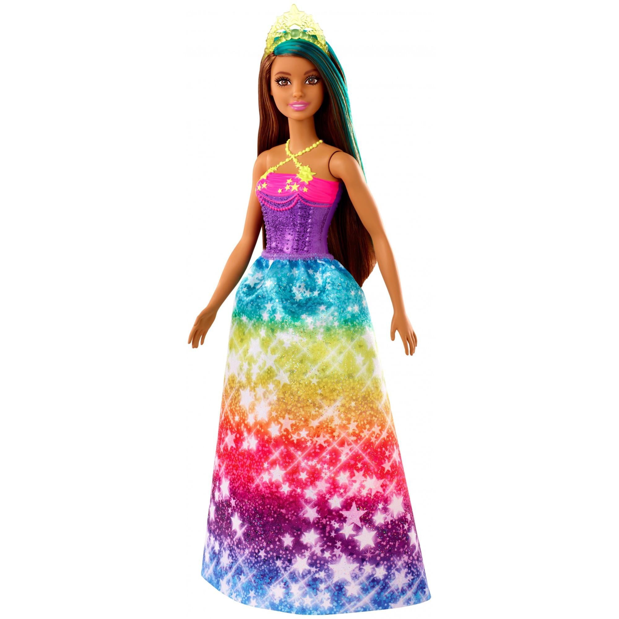 Barbie Dreamtopia Princess 12-inch, Brunette with Blue Hairstreak Doll