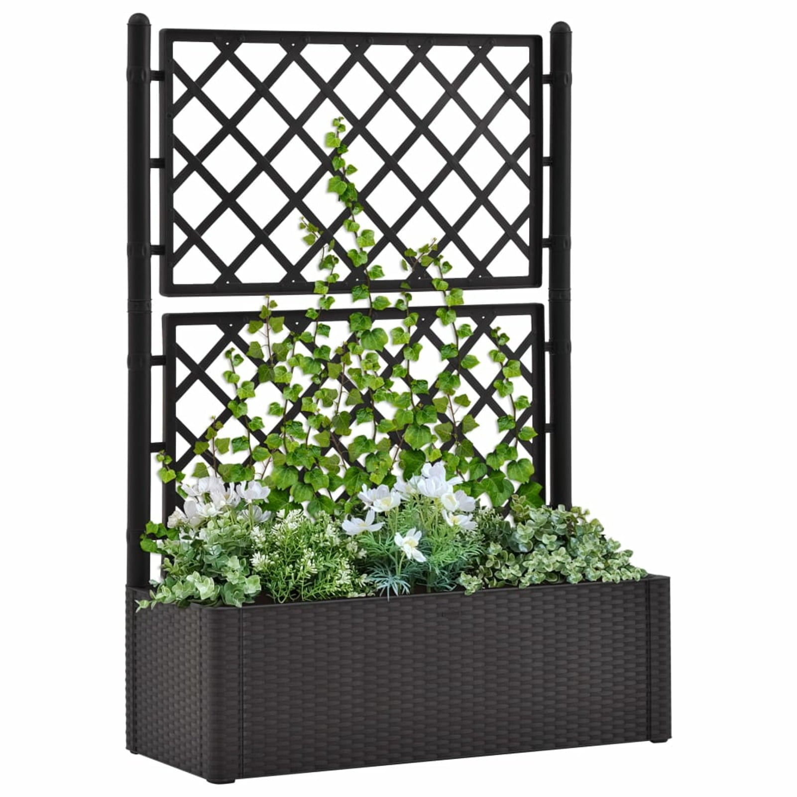 Dcenta Garden Raised Bed with Trellis and Self Watering System Anthracite