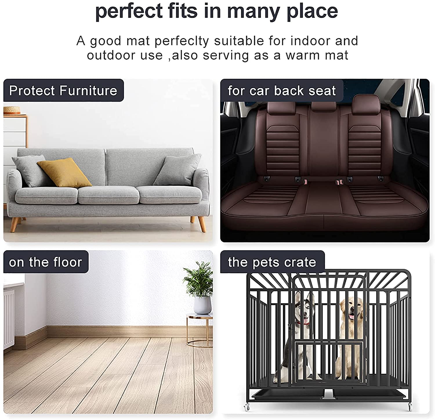 PROCIPE Large Dog Bed Soft Crate Mat Washable Cozy Kennel Pads for Large Medium Pets Sleeping