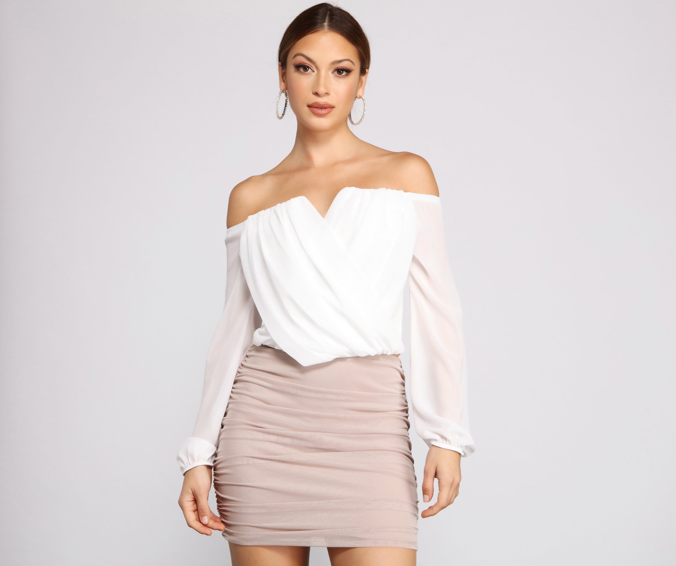 PLACEHOLDER - Sophisticated In Chiffon Strapless Top