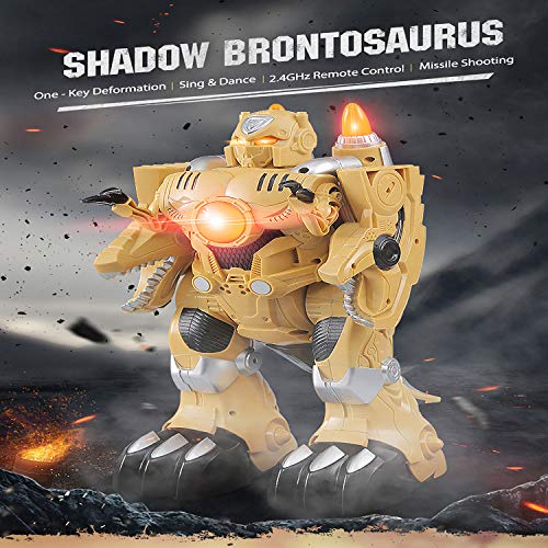 Yarmoshi RC Dinosaur Robot with Remote Control and USB Charger for Boys and Girls Age 5+