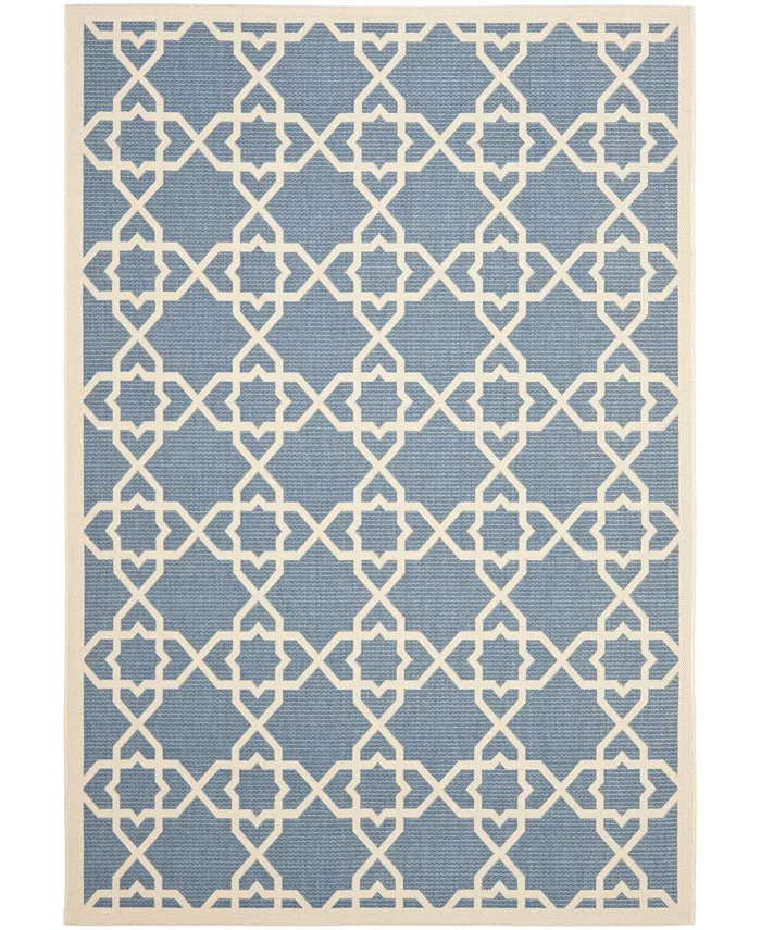 Safavieh Courtyard Blue and Beige 4' x 5'7