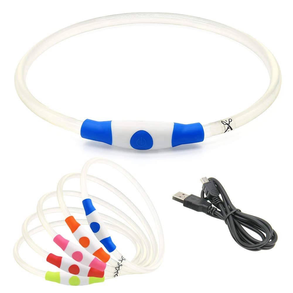 Light up LED Dog Collar - TPU Cuttable Glowing Puppy Cat Collar for Night Dog Walking