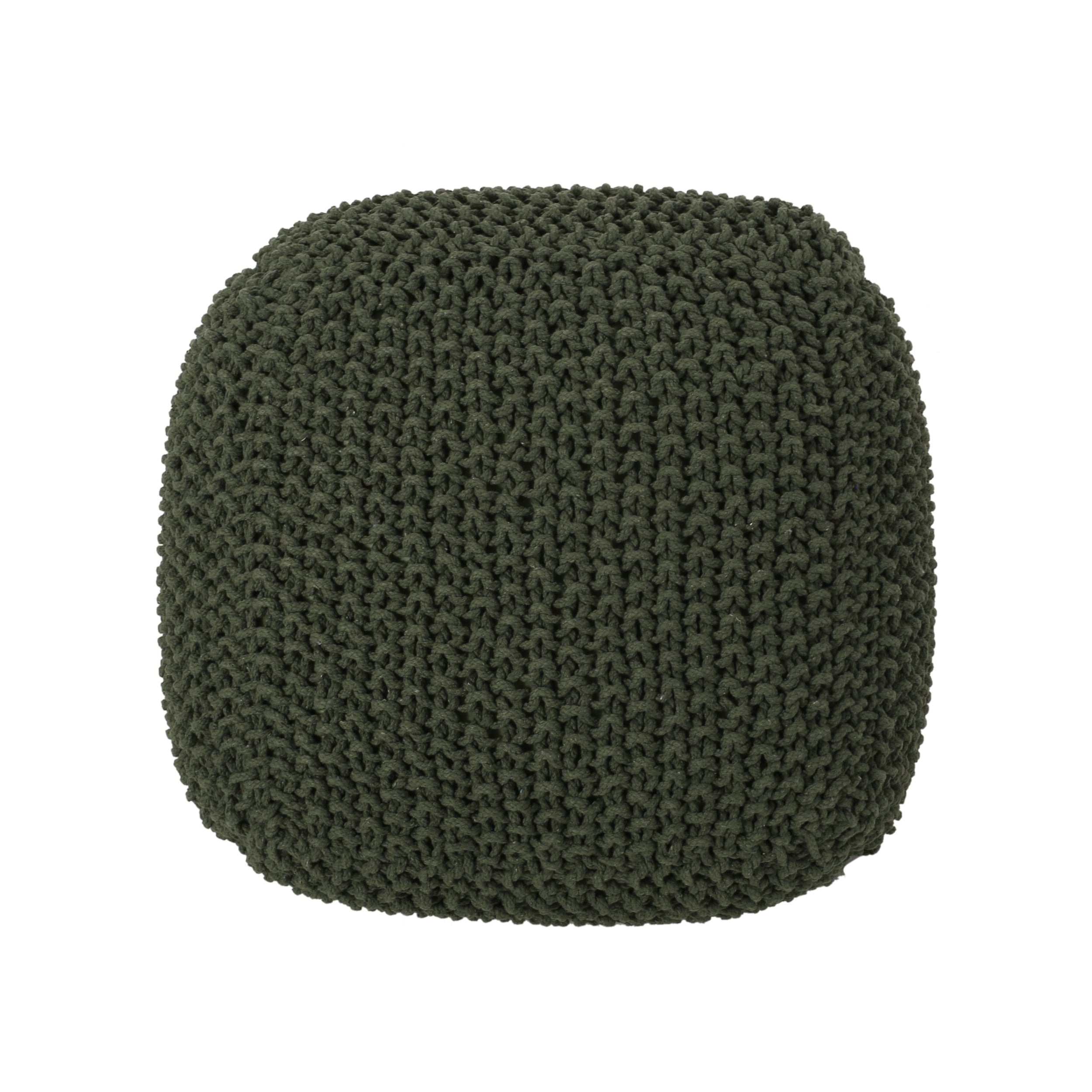 Teresa Modern Knitted Cotton Cube Pouf