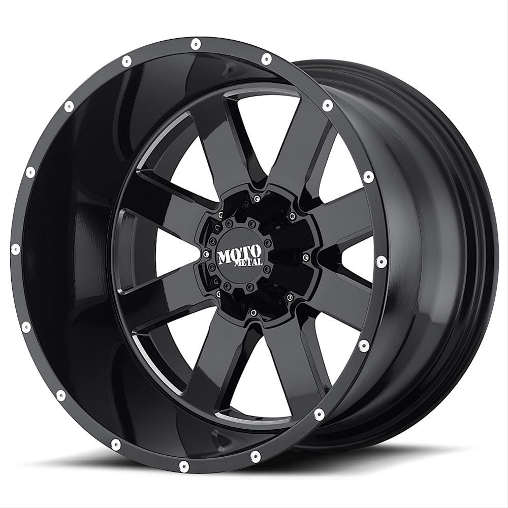 Moto Metal MO96221068324NUS Moto Metal Series MO962 Gloss Black Wheels with Milled Spokes