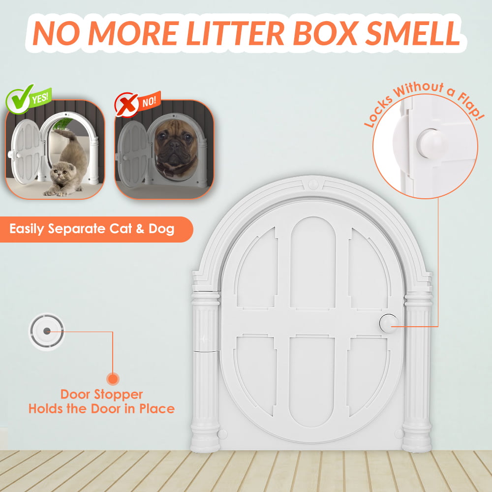 AUTOWT Interior Cat Door - No Noise Lockable Indoor Cat Door for Small Cats Kitties Kittens Puppy- Privacy No Flap Pet Door Blocking Dog and Cat Litter Odors - Easy DIY Setup Suitable for Wooden