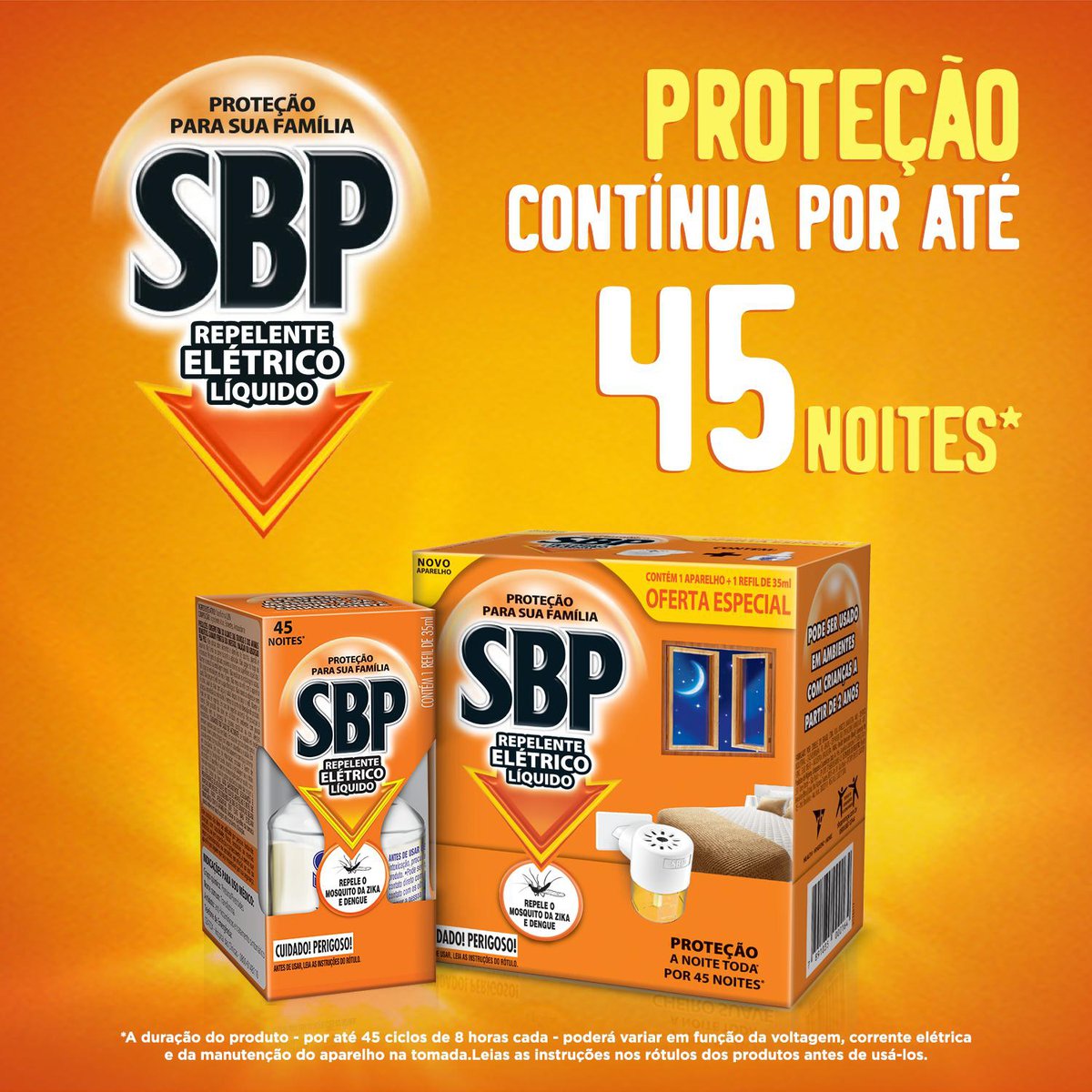 Repelente Eletrico Liquido SBP 45 Noites Novo Aparelho + Refil