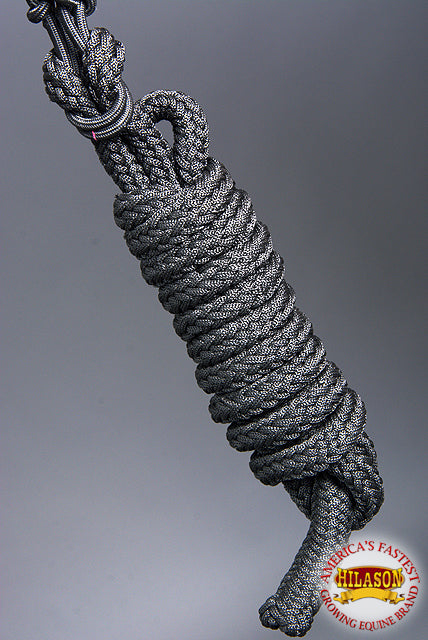 99BH Western Horse Halter 5/16 Inch Braided Poly Rope Lead Black Hilason