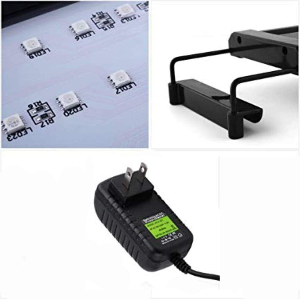 Impecgear LED Light for Aquarium Fish Tank with Extendable Brackets - Black/Silver