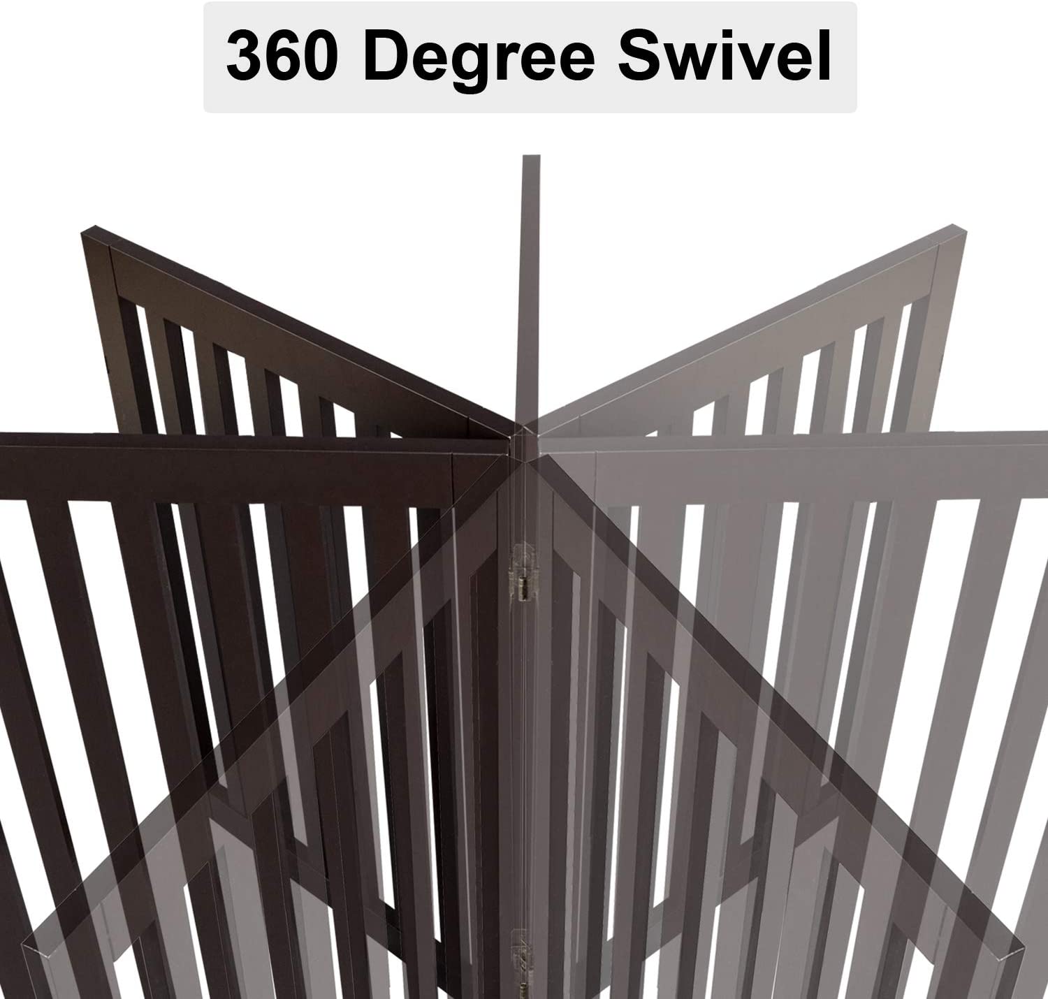 VINGLI Configurable Wood Dog Gate 4 Panel Freestanding Foldable Kitty Pet Puppy Doggy Gate Indoor Doorway Stairs | Fully Assembled | Expands Up to 82.9