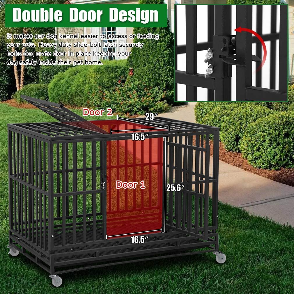 Bestpet Crate Cage Kennel for Large and Medium Dogs， Heavy Duty， 48 Inches