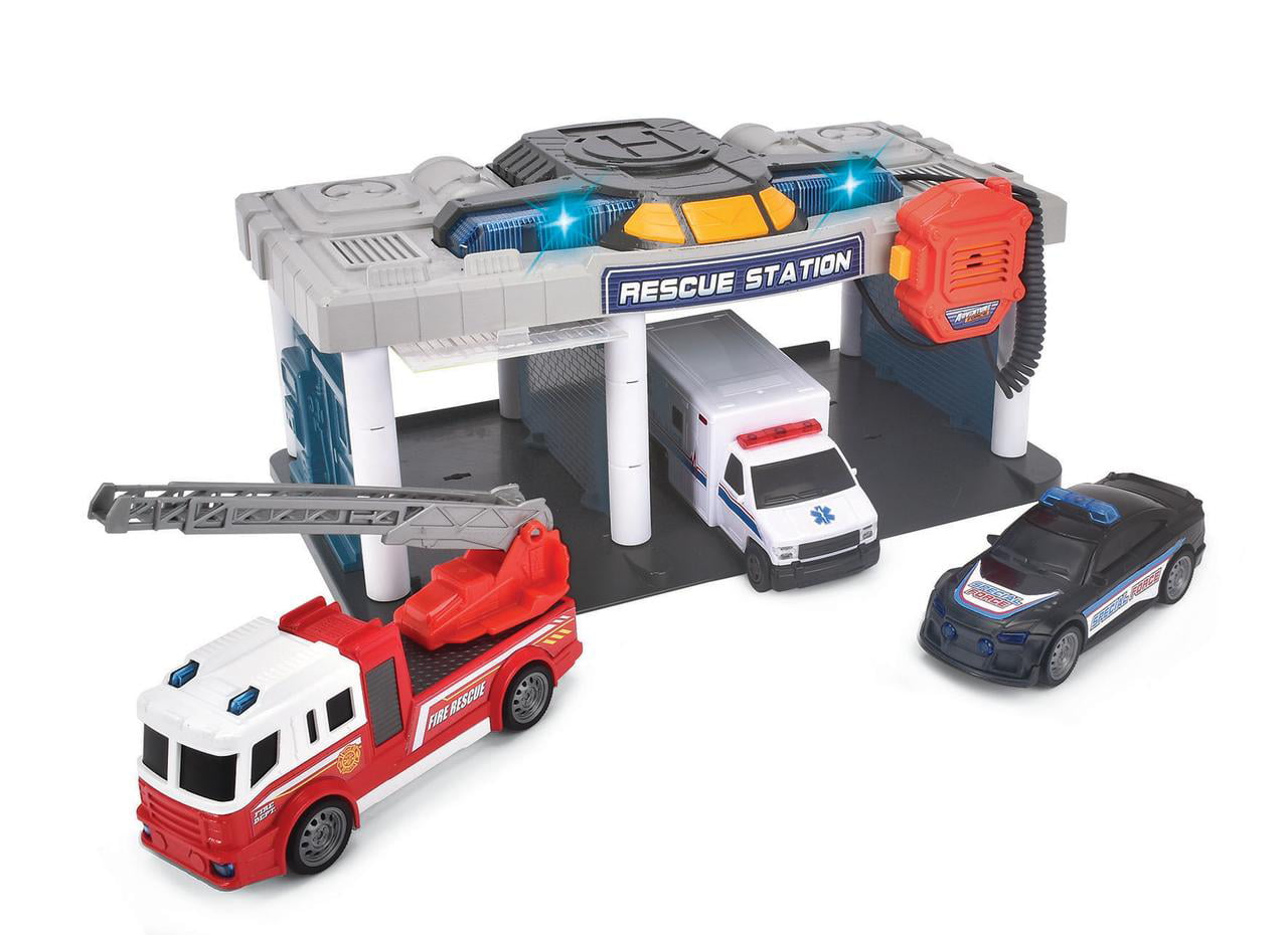 Adventure Force Rescue Station Freewheel Vehicle Playset， Lights and Sound， 3 Vehicles Included， Children Ages 3 and Up