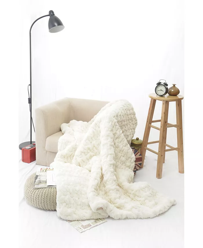 Happycare Textiles Happycare Tex Luxury Quilted Faux Fur Throw Blanket， 50