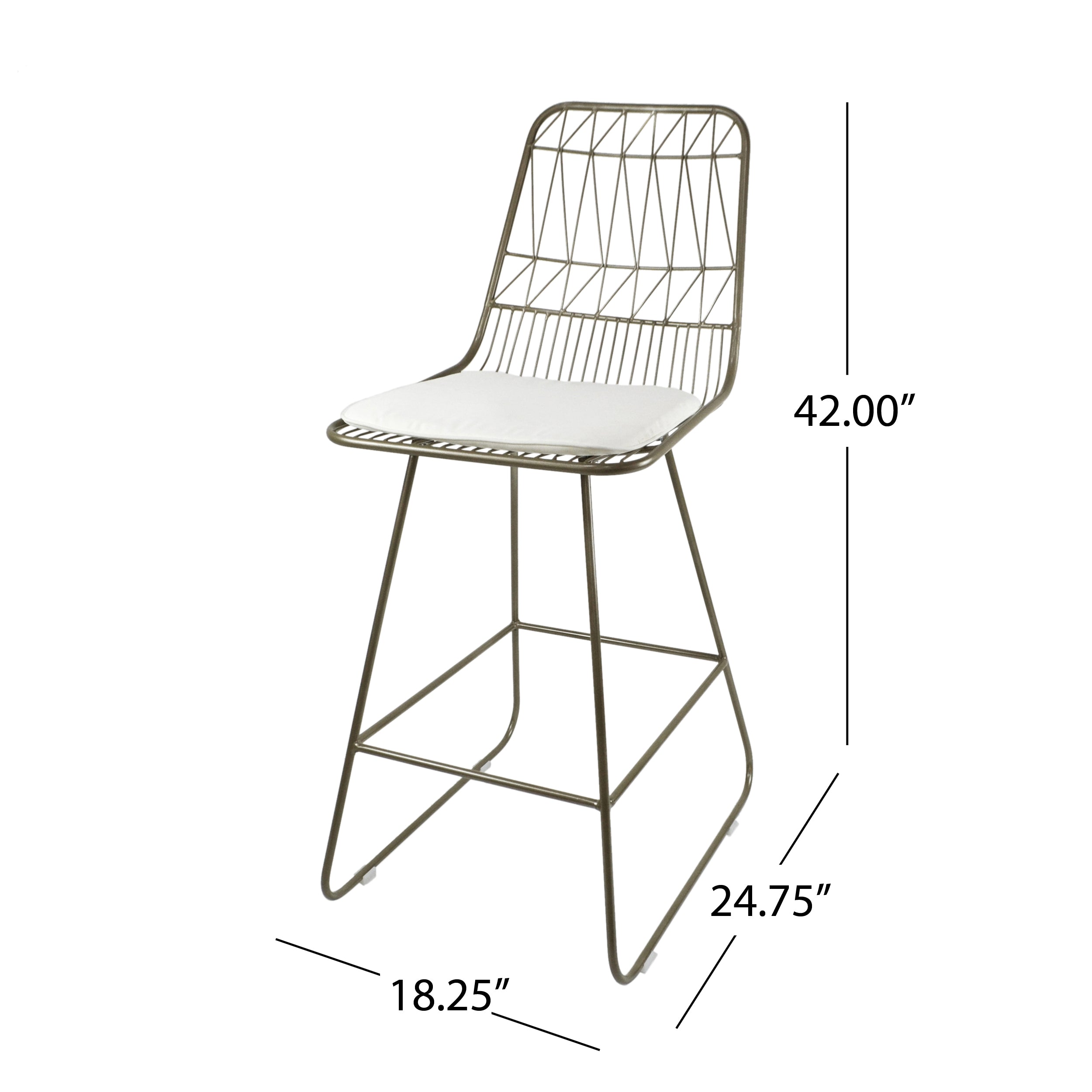 Hedy Outdoor Wire Counter Stools with Cushions (Set of 4)