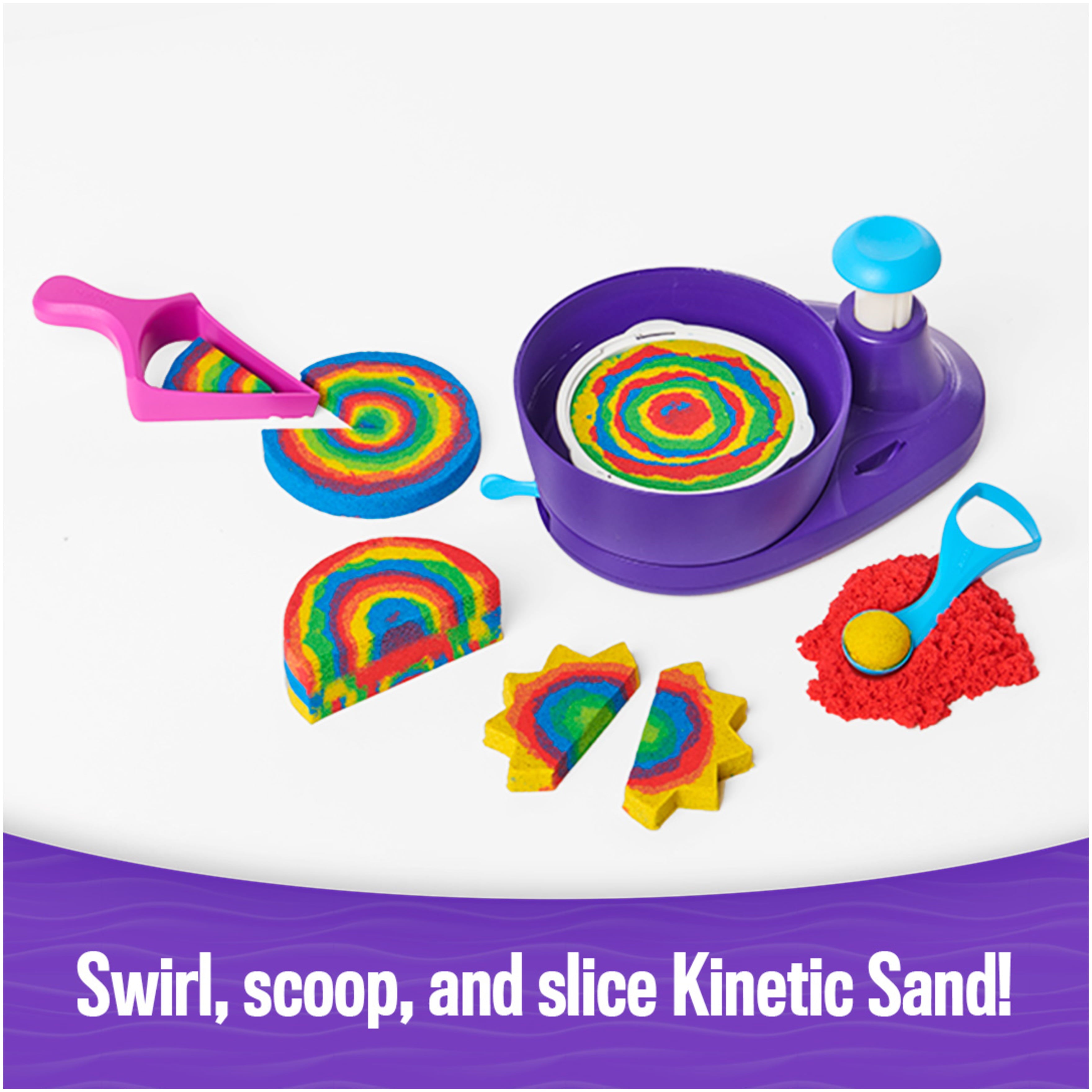 Kinetic Sand, Swirl N’ Surprise Playset with 2lbs of Play Sand