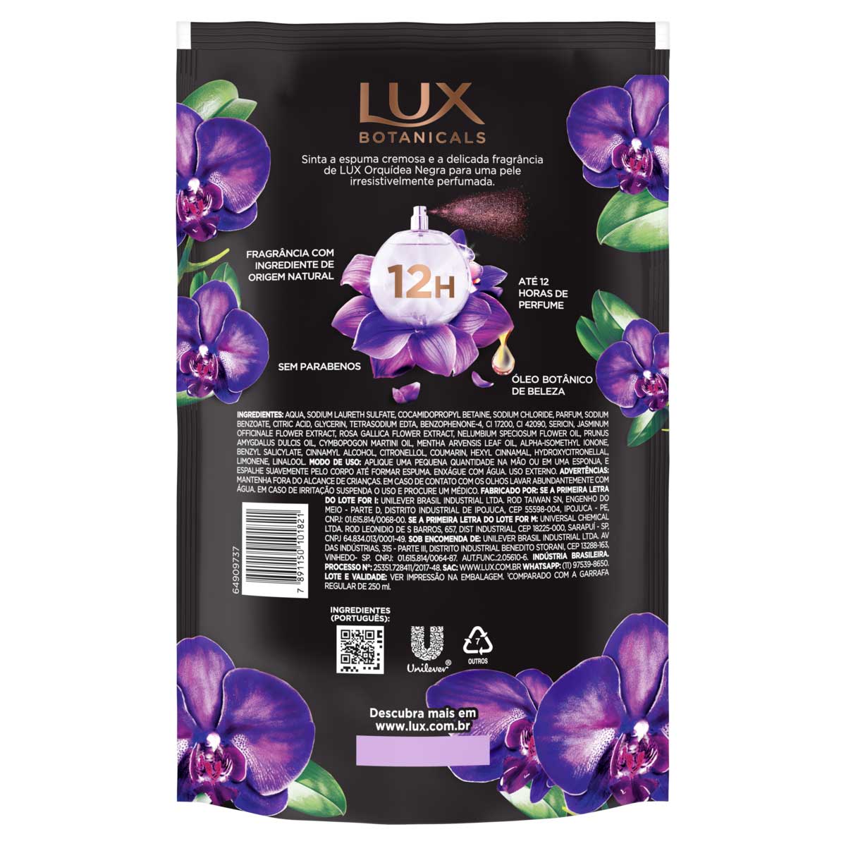 Sabonete Liquido Orquidea Negra Lux Botanicals Sache 900ml Refil Economico