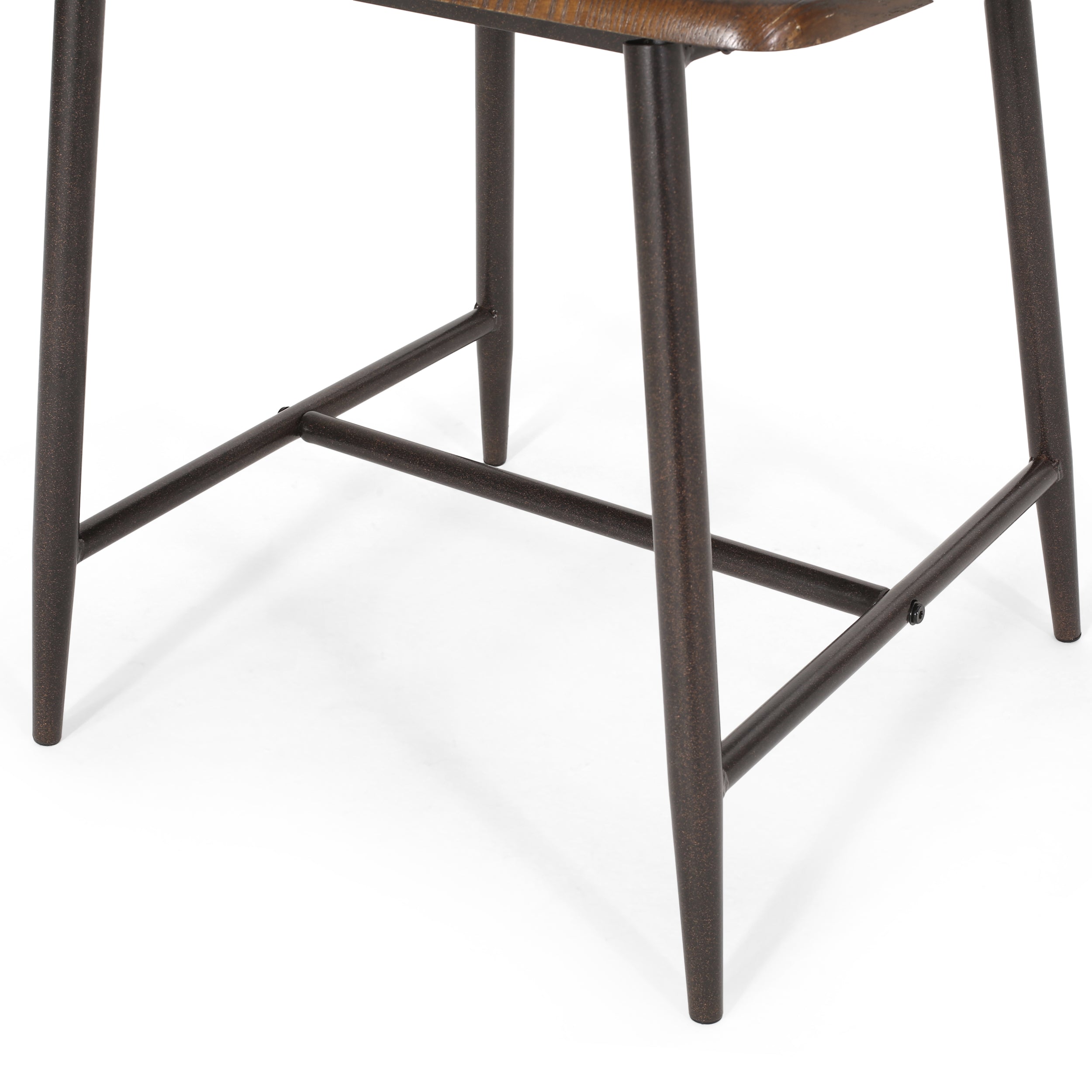 Southview Modern Industrial Iron and Wood 7 Piece Dining Table, Black and Dark Brown