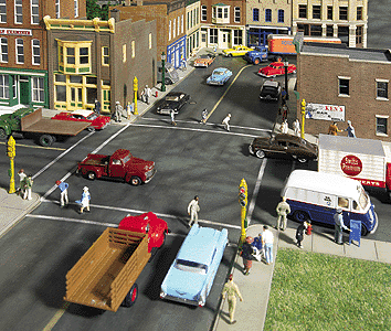 Asphalt Street System -- Straight Sections pkg(10) with Accessories -  Scale: HO