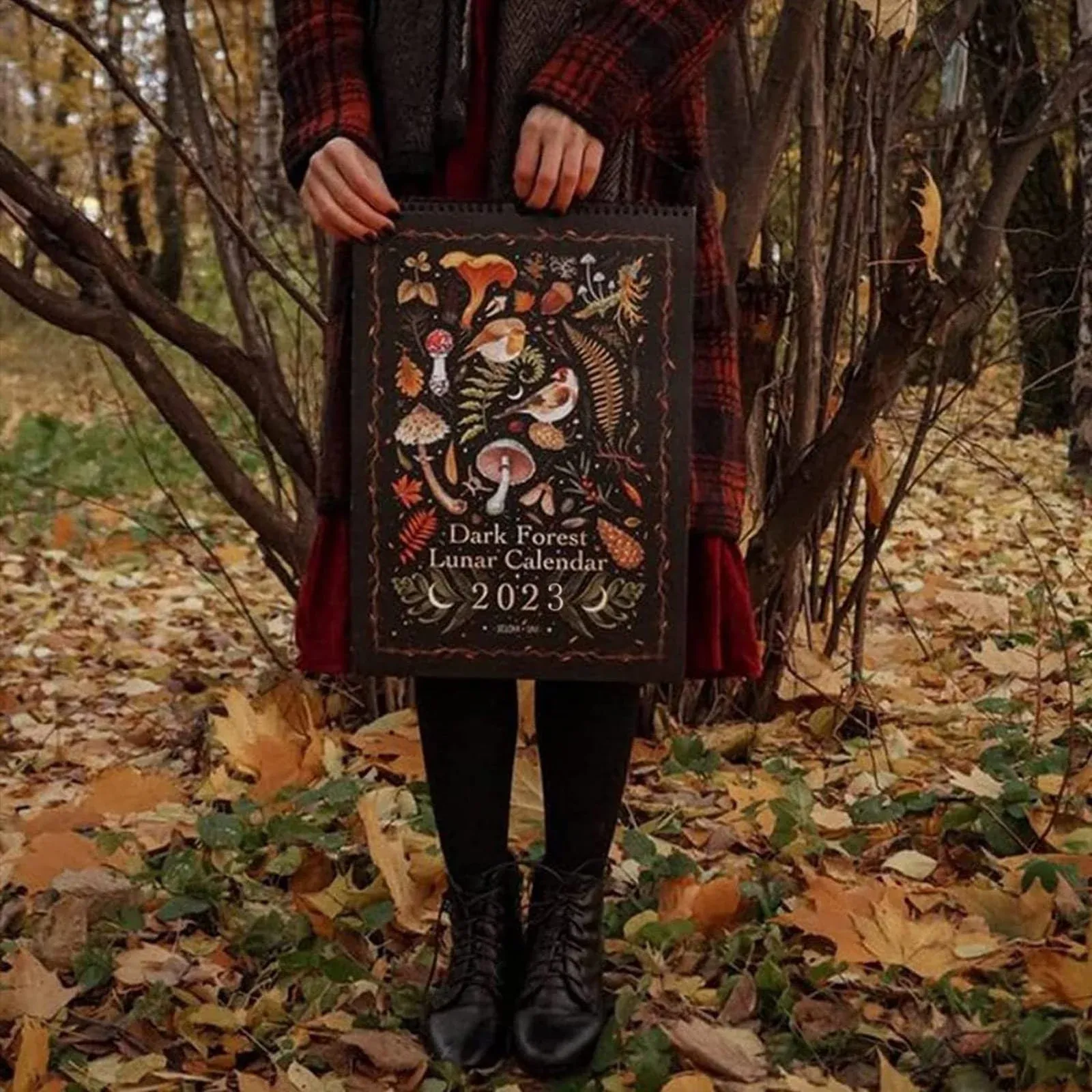 Dark Forest Lunar Calendar 2023 Wall Animal Calendars with 12 Original