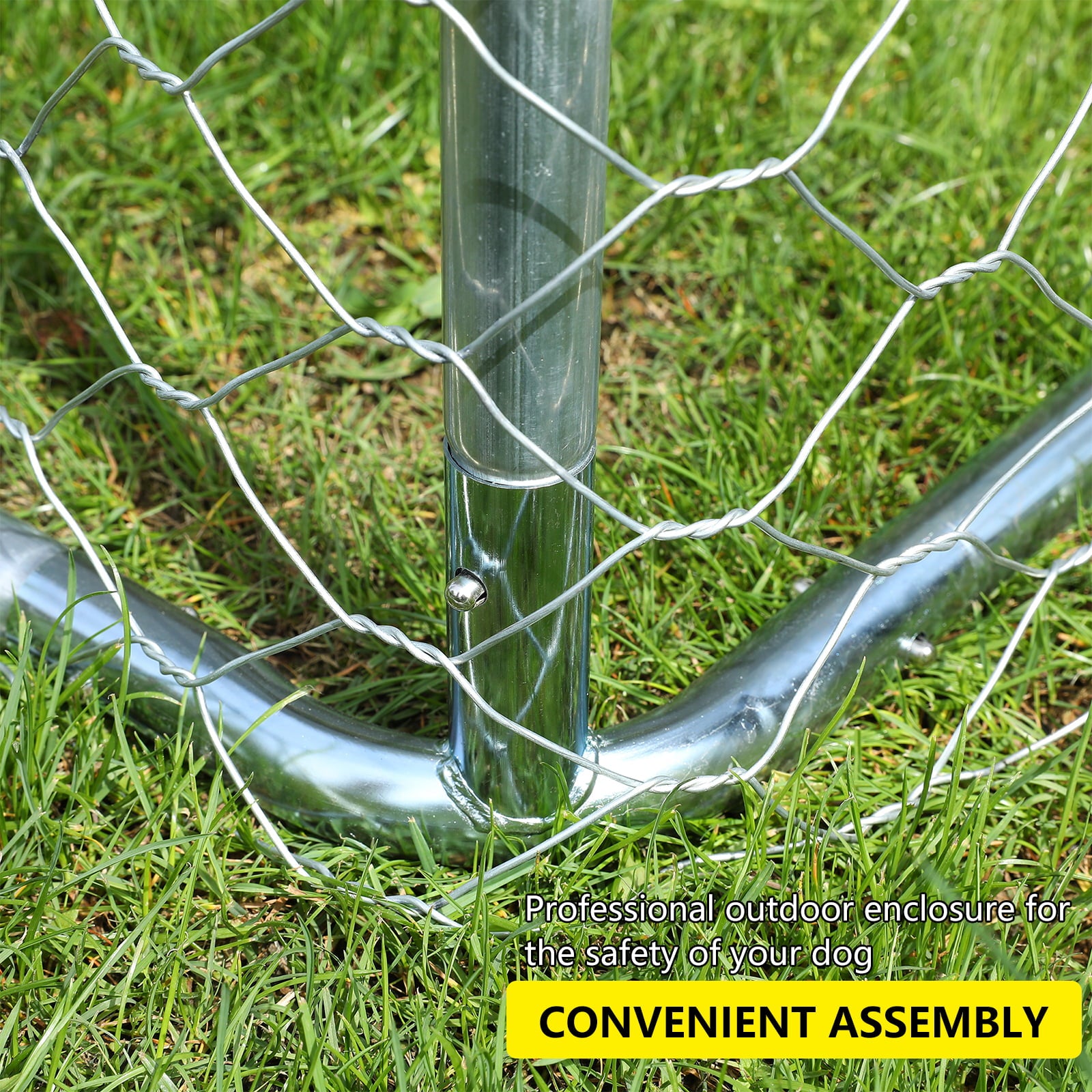 LVUYOYO Heavy Duty Outside Dog Kennels Playpen for Dogs Outdoor Dog Fence with Water-Resistant Cover for Back or Front Yard