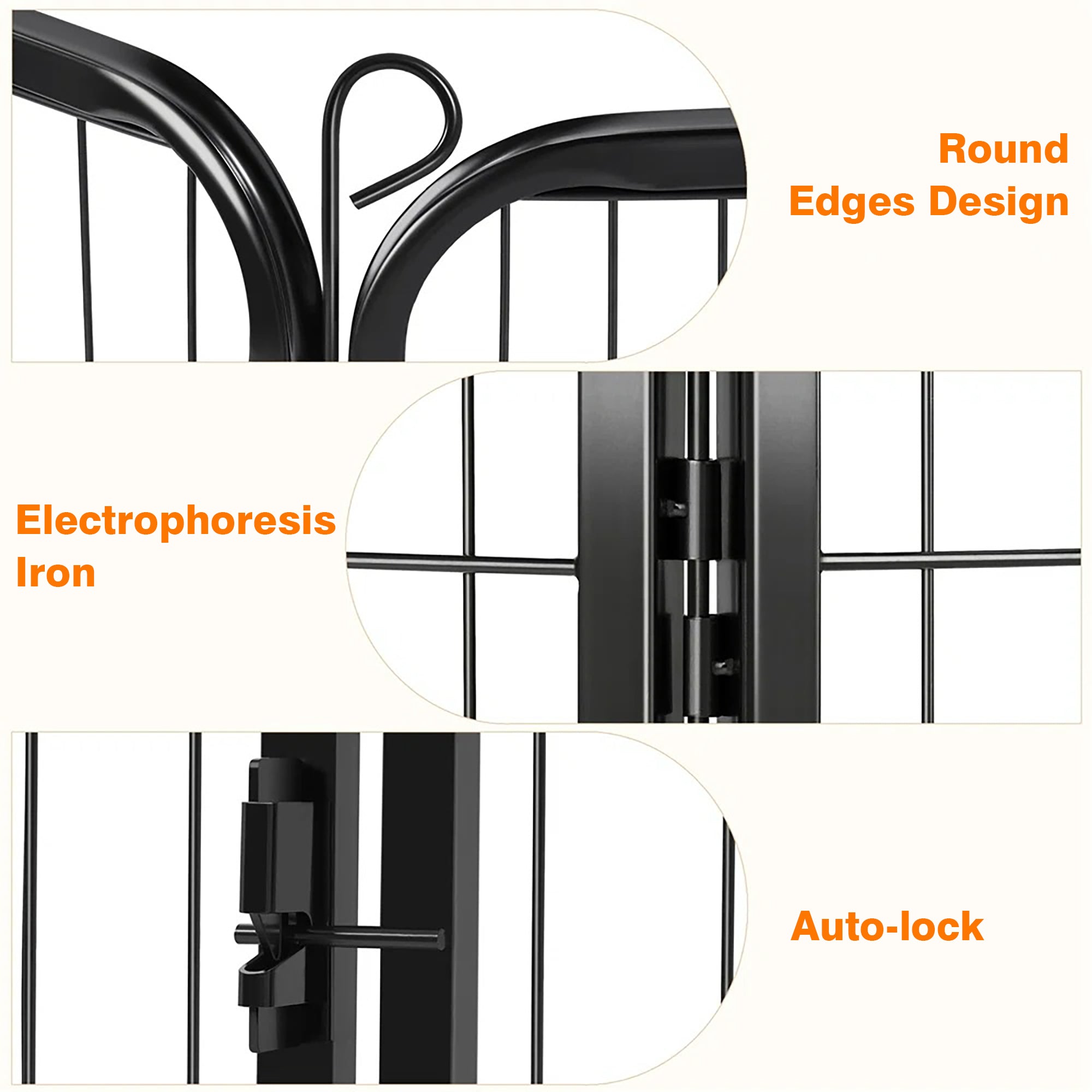 Semiocthome Portable Pet Playpen Outdoor Foldable Metal Fence for Puppy Dog 16 Panels，25