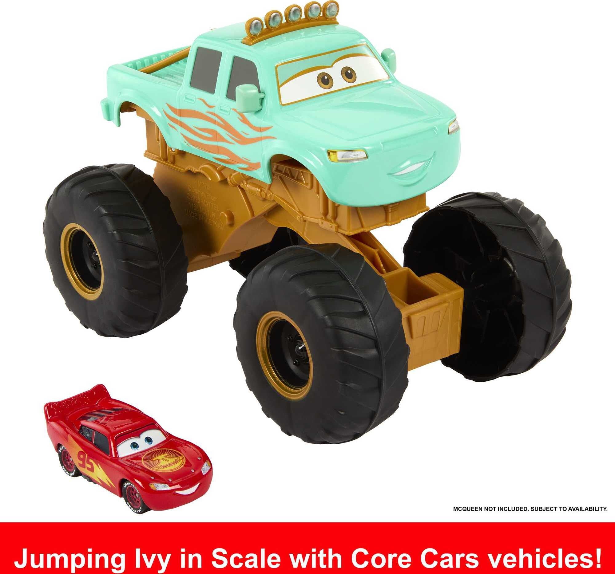Disney and Pixar Cars On The Road Circus Stunt Ivy Toy Vehicle， Jumping Monster Truck