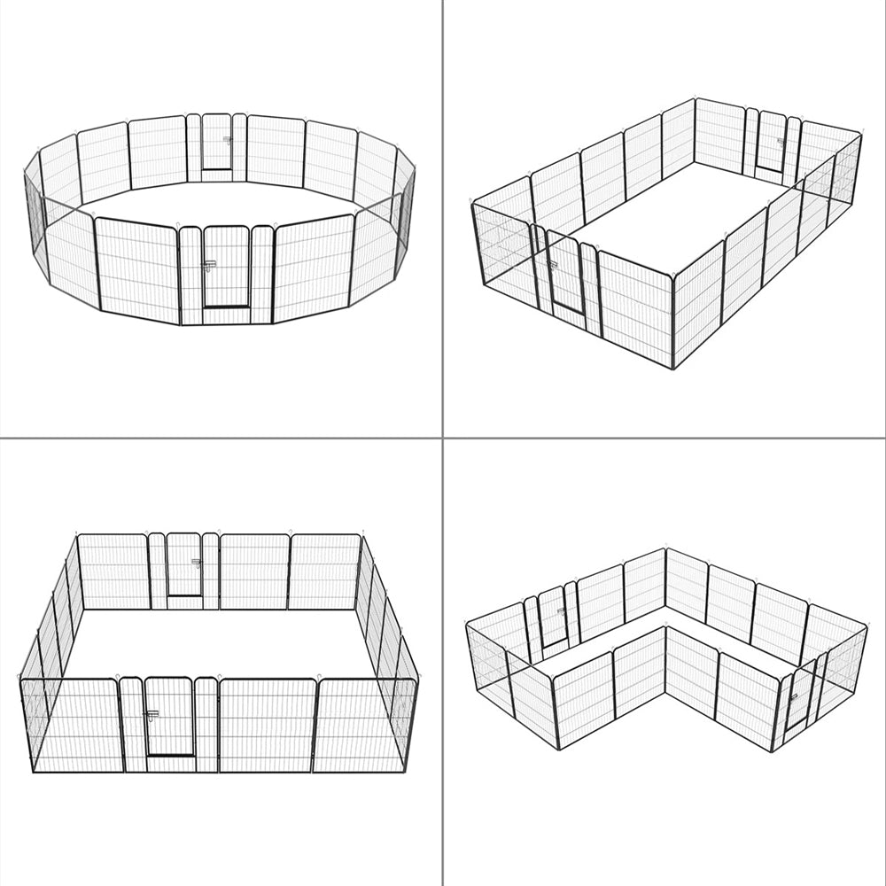 SmileMart 16 Panel Dog Pen Playpen Metal Pet Exercise Barrier for Indoor Outdoor， Black