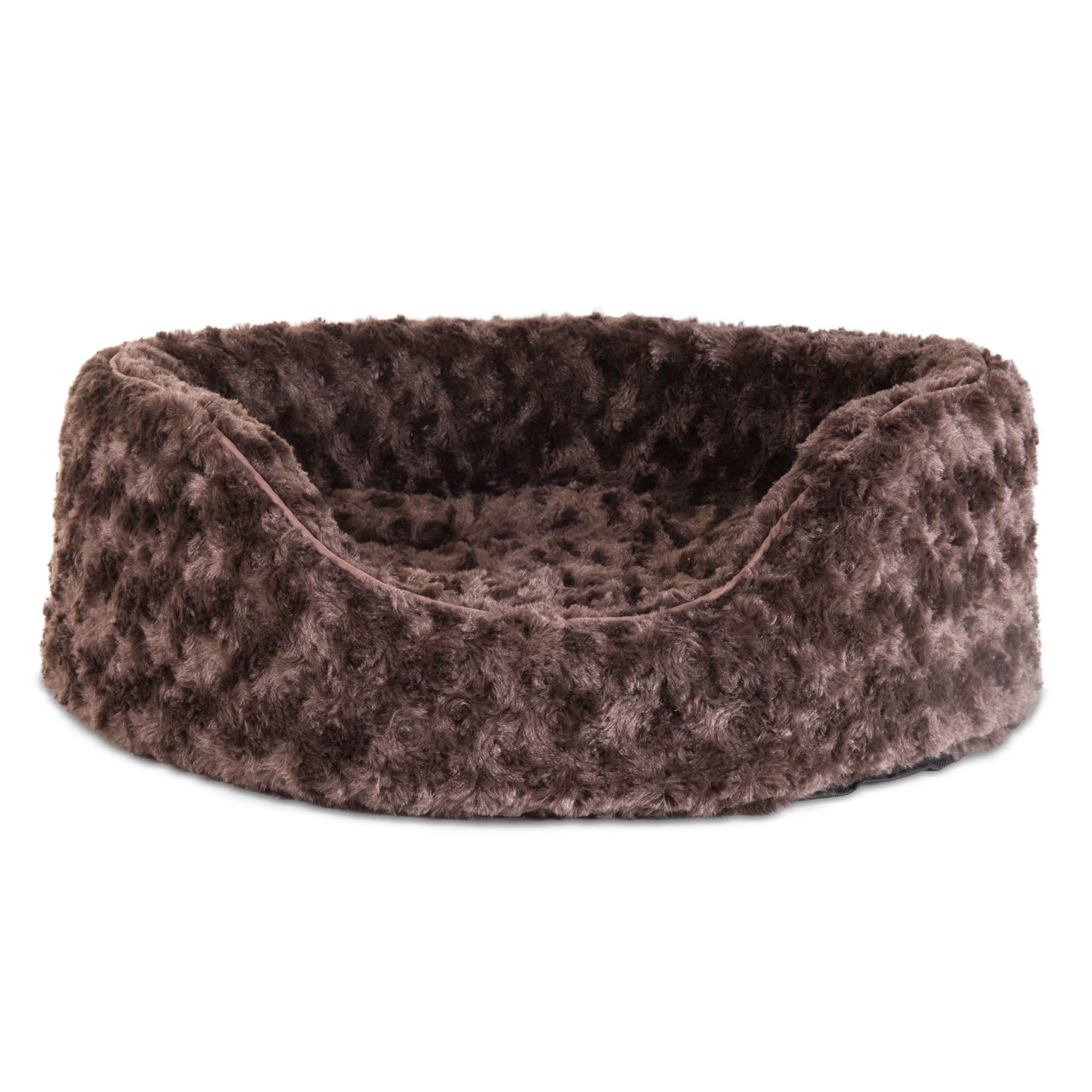 FurHaven | Oval Ultra Plush Pet Bed for Dogs and Cats， Chocolate， Small